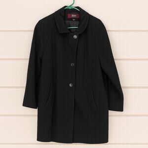 Stephanie Mathews Vintage wool pea coat black lined button front Womens XL READ